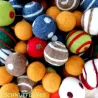 Christmas ornaments, felt balls, handmade polka dotted felt balls