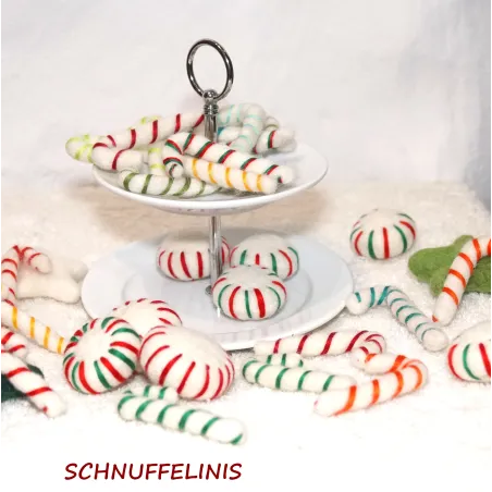 bonbons en feutre colorés faits main, décorations de table de Noël