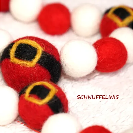 Filzkugeln Weihnachtsmann Lichterkette, Weihnachtskugeln Christbaum