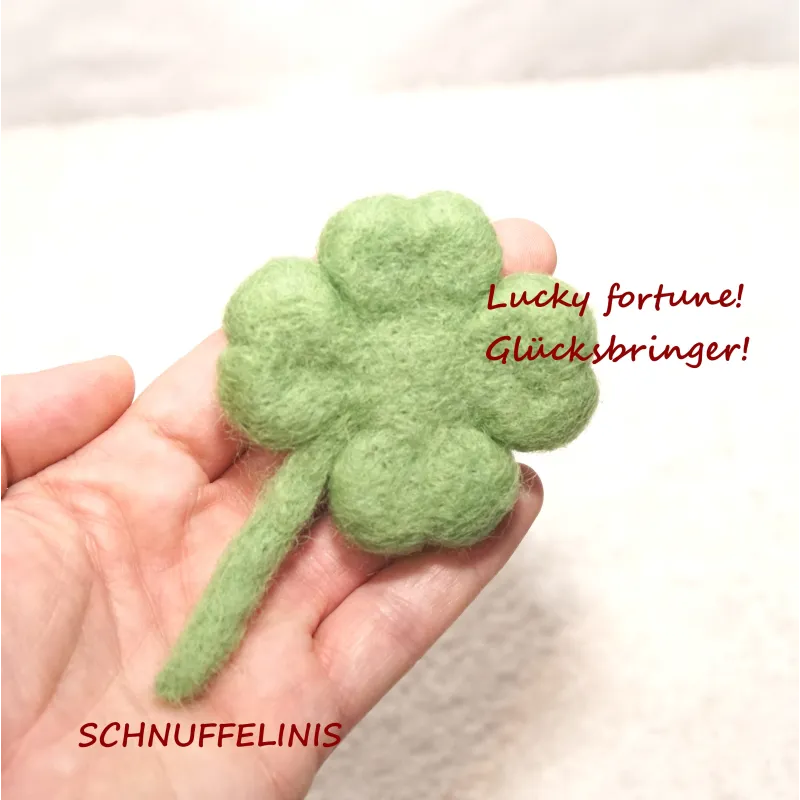 lucky fortune, four leafed clover, felted shamrock leaves