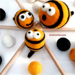 Filzkugeln Baby Mobiles Bienen, Filz Bienen Bastelset, Wickeltischdeko