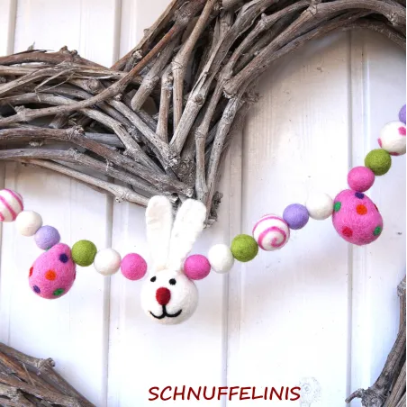 Filz Girlande Osterhase, Ostereier Girlande, Filzkugeln Ostern Hase