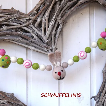 Filz Osterhasen Girlande, Osterdekoration aus Filz, Ostereier Filz