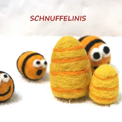 Bienen aus Filz, mit Gesichtern, Filzkugeln Mobile, Geschenk Imker
