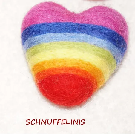 Filz Regenbogen Herzen, Filz Herzen Love is Love, Filzregenbogen Herz
