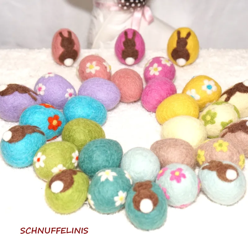 Felt eggs Easter eggs pastel, wool felt Easter eggs set of 4