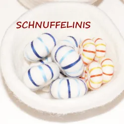 caramelle colorate a forma di palline di feltro, menta piperita