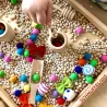 Holzpinsel, Montessori Holzschaufeln, Freispiel mit Filzkugeln
