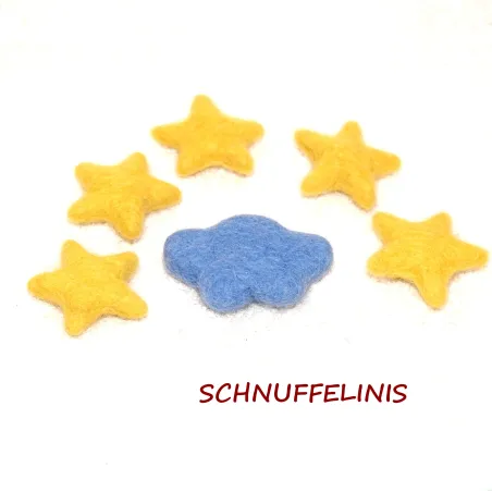 Filzwolle Wolken, Filzsterne Baby Mobile, Sterne DIY Filz, Filzsterne