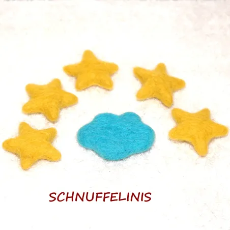 Filzwolle Wolken, Filzsterne Baby Mobile, Sterne DIY Filz, Filzsterne