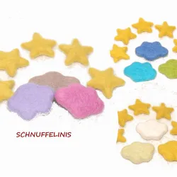 felted clouds and stars set for DIY craft mobile, Baby felt balls