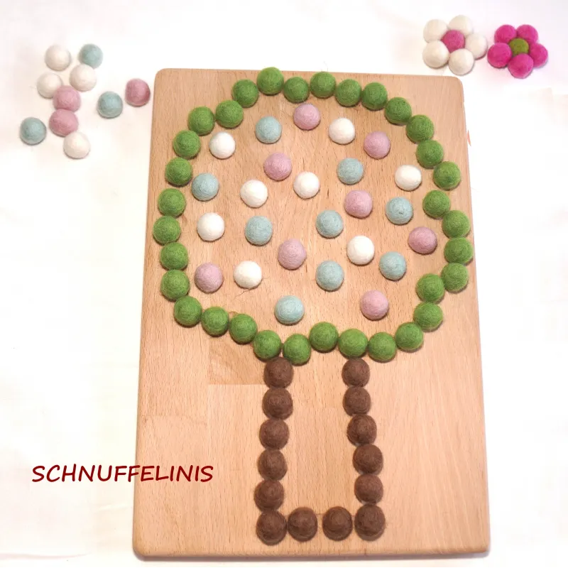 Farben und Obst lernen, Legebrett Obstbaum Kirschen, Obst Farben ernen
