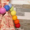 Tiranti per tende fatti di palline di feltro, l'arcobaleno