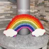 Filzkugeln Wandbild Regenbogen, Wickeltisch Kinderzimmertür Türkranz