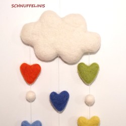 Baby mobile, Filzkugeln Mobile, Filzkugeln Regenbogen Mobile, Herzen