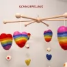 DIY set Baby mobile, Montessori Mobile, Felt hearts rainbow, love