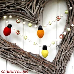 Christmas garland, red, yellow, mango Christmas bulbs, ornaments