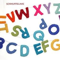 Montessori ABC, Filzbuchstaben Waldroft, Buchstaben Girlande, Filz