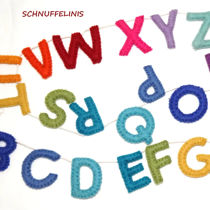 Rainbow Alphabet Garland, Montessori Alphabet Felt Bunting