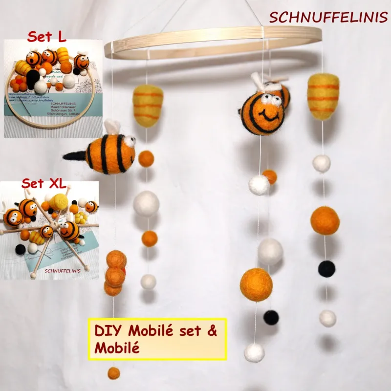 DIY set Baby mobile, honey bee felt mobile, DIY mobile set