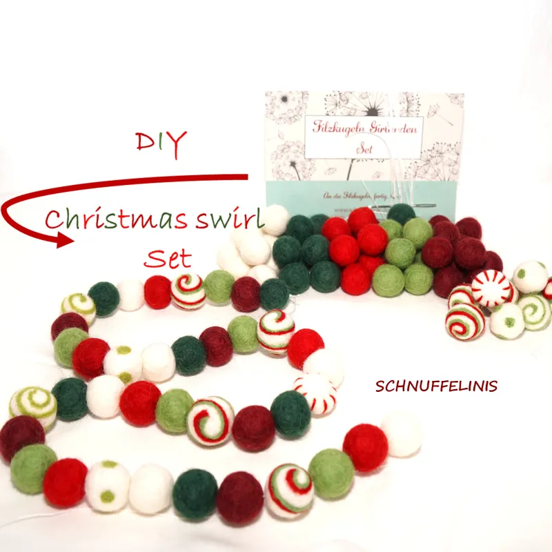 classic Christmas garland, red green white christmas ornaments