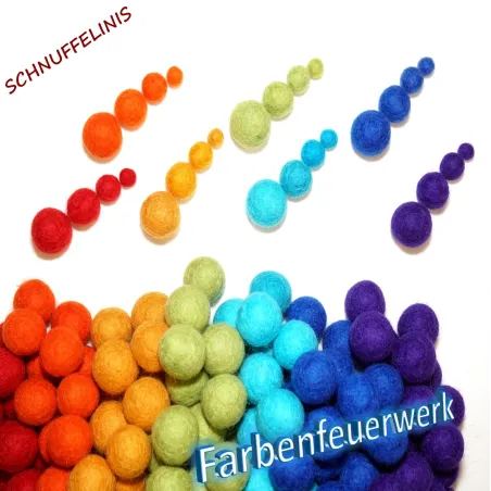bunte Filzkugeln, Filzbälle Montessori, bunter Farben Filz Mix