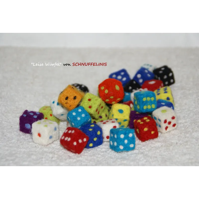 felt dice, dice, dice made of 100% wool, colorful cube