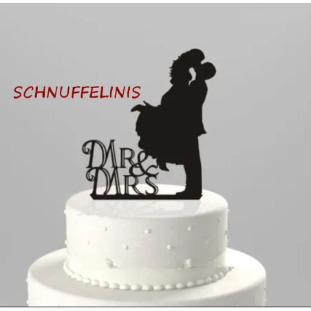 Cake topper Brautpaar Mr&Mrs Kuss