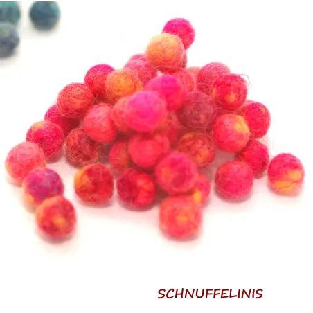 Kronen bebommeln, melierte Filzkugeln, Filzmurmeln bunt, Filzperlen