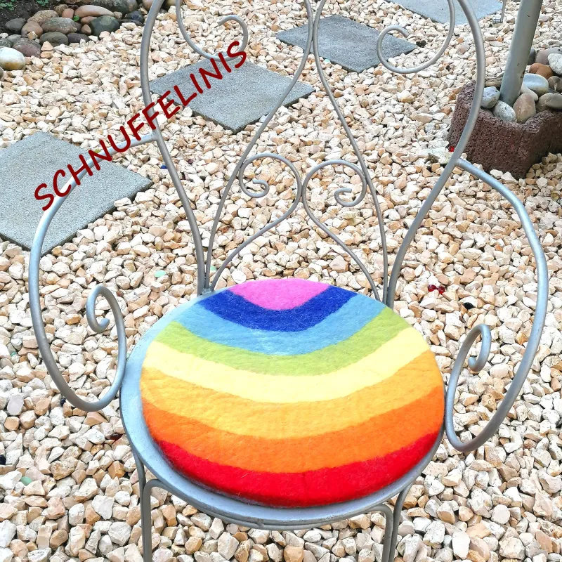 Cuscino di seduta arcobaleno, cuscino di seduta in feltro, cuscino