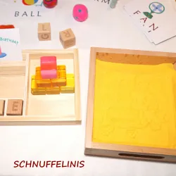 Montessori Schreiben üben, Holz Sandbox, Geschenk Kinder, Waldorf