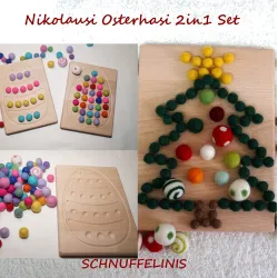 Christmast tree & Easter eggs tracing board, Montessori toy