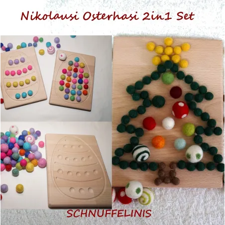 Christmast tree & Easter eggs tracing board, Montessori toy