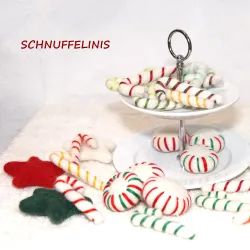 Weihnachtsdeko Pfefferkuchenhaus, Adventskranz Zubehör, Pfefferminz, Filzkugeln