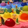 mandala arcobaleno colorato, mandala prodotti in feltro, Montessori