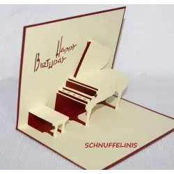 Happy Birthday, Popup Karte, Piano, Klavierkarte