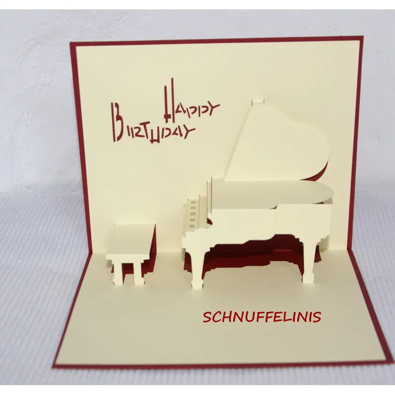 Happy Birthday, Popup Karte, Piano, Klavierkarte
