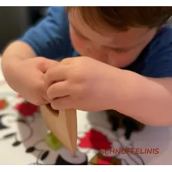 Bambini con coltello di legno, bambini coltello la frutta Montessori