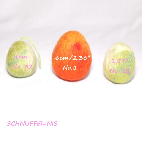Ostereier mit Anhänger, Filzeier Ostern, Eier meliert, Eier gefilzt