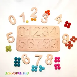Holzzahlen, einfaches Zahlenpuzzle, Legebrett Zahlen Lernen