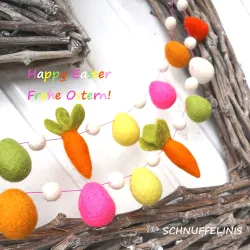 Easter garland with felt Easter eggs & carrots