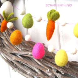 Easter garland with felt Easter eggs & carrots