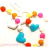 wool felt garland, love garland with hearts, felt balls garland