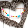 wool felt garland, love garland with hearts, felt balls garland