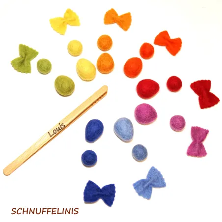 Arcobaleno set selezione in feltro Montessori, Set Montessori palline