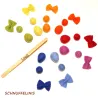 Montessori sorting set, rainbow felt balls, color learning set