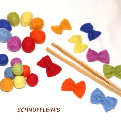 Set di selezione Montessori, palline di feltro arcobaleno