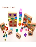 Building blocks, pebbles made of felt, rainbow pebbles